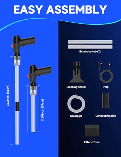 VIPASKA Electric Aquarium Gravel Cleaner Kit with High Pressure Strong Suction, 6-in-1 Multifunction Fish Tank Vacuum Cleaner and Water Changer for Aquarium, Gravel Vacuum with Sand Filter Tools
