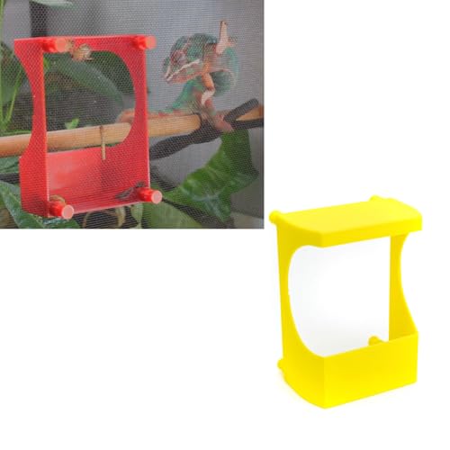 Magnetic Chameleon Feeder Dish - Strong Neodymium Magnet Reptile Food Cup Compatible with Glass Terrariums for Easy Feeding and Cleaning (Yellow) - color: Yellow