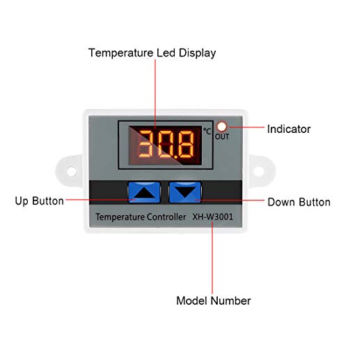 XH-W3001 Mini Thermostat Switch with Waterproof Sensor Probe Digital LED Temperature Controller Module Programmable -50 to 110 Degree Heating Cooling Thermostat(220V) - style: 220V