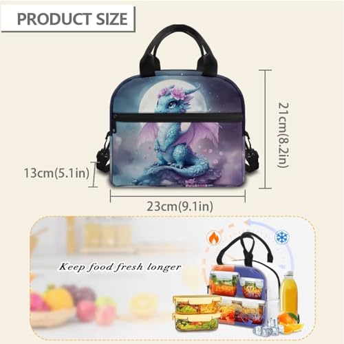 Dragon Lunch Box Containers Moon Kids Lunch Bag Back to School Lunchbox Cute Insulated Lunch Bag Outdoor Lunchbag Camping Lunchbox Picnic Lunch Container - color: Dragon
