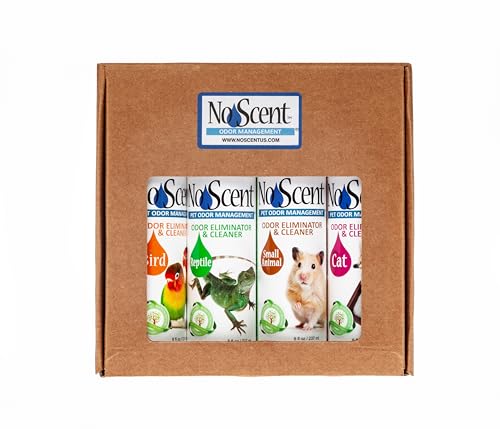 No Scent - Bird,Reptile, Small Animal,and Cat - Pet Odor Eliminator Spray, Safe for Pet Areas and Cages, Multi Pack, 4 Pack 8oz