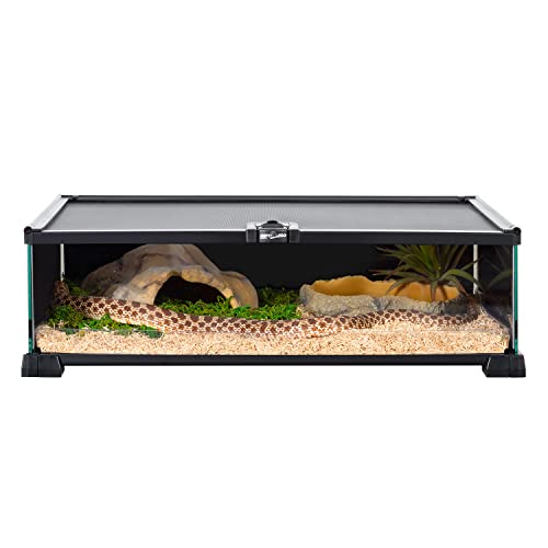 REPTIZOO Small Reptile Tank 20" x 12" x 6" Glass Reptile Terrarium with Top Feeding Habitat for Snake Spider - size: 20" x 12" x 6"
