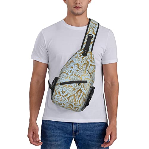 Snake Skin Sling Bag Animal Crossbody Chest Daypack Casual Backpack Women Shoulder Bag For Travel Picnic - color: Snake 02
