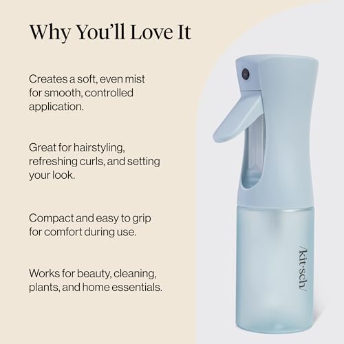 Kitsch Continuous Spray Bottle for Hair – Haze Blue, 150ml | Fine Mister Spray Bottle & Water Spray Bottle – Recycled Hair Spray Bottle – Spray Bottles for Cleaning, Styling, & More - color: Haze Blue