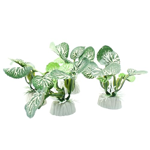 Soft Aquarium Plants Betta Fish Tank Decorations, Green, 2 Inch | Betta Leaf Pad, Silk Plastic Artificial Plants, 4Pcs Set, Reptile Tank Decor - color: C-4pcs Set/Green