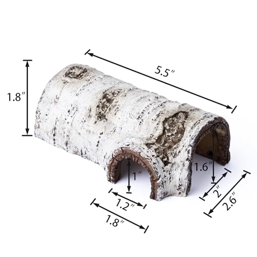 Natural Reptile Hide Basking Platform, Hideout Decor for Aquarium, Fish Tank, Bearded Dragon, Gecko, Shrimp, Betta (Birch Tree Hiding Cave, Small) - color: Birch Tree Hiding Cave, size: Small