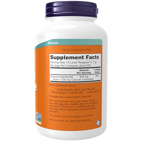 NOW Foods Supplements, Calcium Carbonate Powder, High Percentage of Calcium, Supports Bone Health*, 12-Ounce - size: 12 Ounce (Pack of 1)