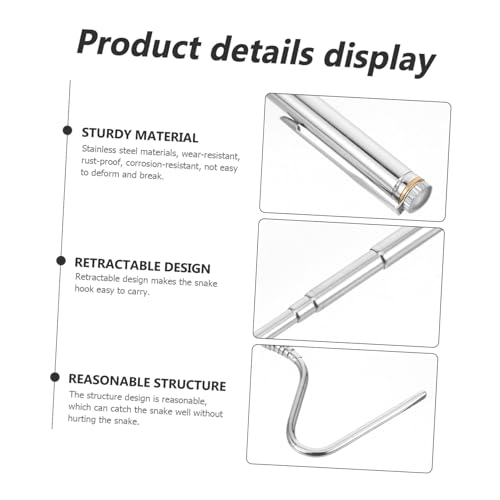 Totority Retractable Reptile Hook Snake Catching Tool for Safe Handling of Snakes and Reptiles Telescopic Design for and Use