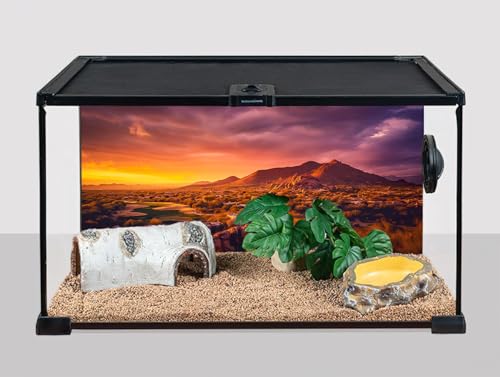 30X18 Inch Sun-Baked Terrarium Background Desert Rock Oasis Gobi Reptile Enclosure Backdrop Polyester Aquarium Background - size: 30X18in