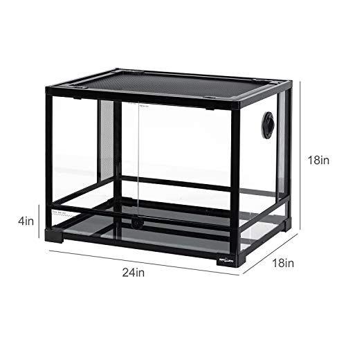 REPTI ZOO Large 34 Gallon Reptile Glass Tank,Front Opening Double Hinge Door 24" x 18" x 18", Screen Ventilation Terrarium (Backgrounds not Include) - size: 24" x 18" x 18" (34 Gallon)