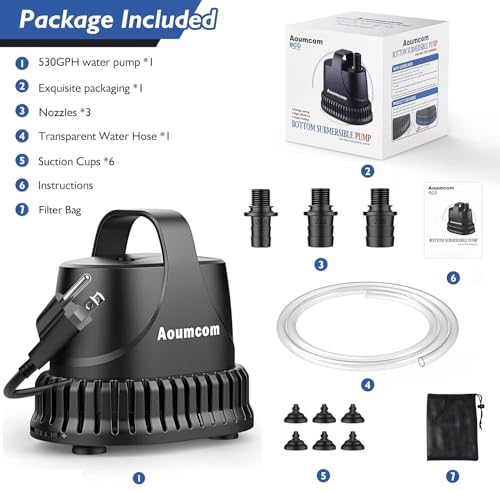 800GPH Submersible Water Pump, 40W Fountain Pump, Sump Pump, Pond Pump, 3000L/H Water Pump with 7ft Power Cord for Aquarium, Water Table, Waterfall, Fish Tank, Hydroponics - size: 40W-800GPH-NET