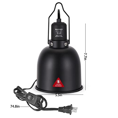 5.5inch Deep Dome Reptile Heat Lamp Reptile Light Fixture | UVB Light Fixture, Max 100W, For Bearded Dragon, Turtles, Snake and Lizard Terrarium - size: 5.5inch deep dome