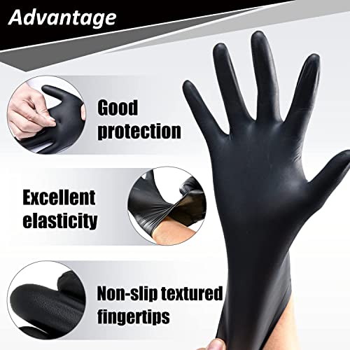 Nitrile Disposable Gloves,4mil-100 Count,Gloves Disposable Latex Free,Powder Free for Cooking,Household,Food safe - size: Medium, style: Black of 1000