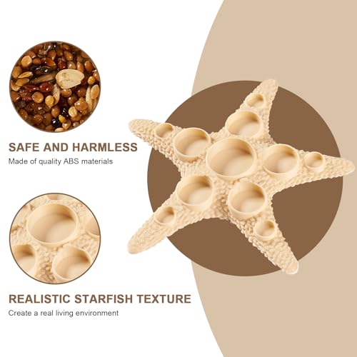 11 Grids Hermit Crab Food Dish, 2 Pack Starfish Shape Food Bowl for Small Hermit Crab, Reptile Water Dish Tank Accessories