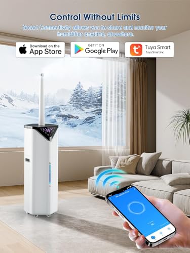 19L/5Gal Humidifiers for Bedroom Large Room 2800 sq ft, Quiet Humidifiers for Large Room, Floor Humidifier with 3 Mist Mode & Auto 180°Mist Tube for Home Whole House School Office Commercial Plants - color: white
