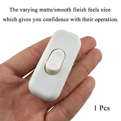 HAHIYO 6A 250V Inline Cord Switch Rocker Button Double Pole Feed-Through Control Switch Compact Wiring Design Easy Install Multi-Function 1 PCS for Kitchen Lights Bedroom Table Lamp Light Gauge Wire