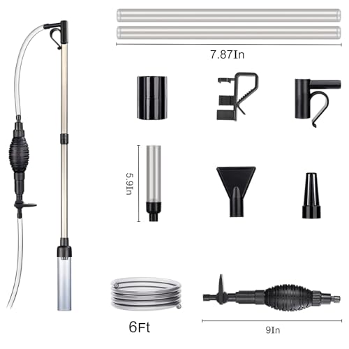 Carefree Fish Aquarium Gravel Vacuum Sand Cleaner with 6Ft Pipe Fish Tank Water Changer Adjustable Length ABS(for 3~8Gal Tank) - size: 3~8Gal