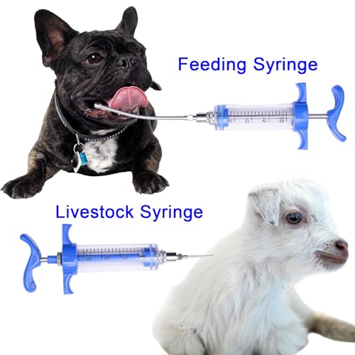 2Pcs 20ML Livestock Syringe, Reusable Adjustable Goat Drench Syringe, with 1 Drench Nozzle 10 Needles, Suitable for Chickens, Ducks, Geese, Lambs, Piglets Cub - size: 20ML