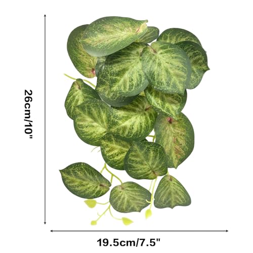 Reptile Plants for Terrarium, Artificial Hanging Plastic Plants with Suction Cups,Amphibian Tank Habitat Decor fit for Bearded Dragons Chameleon Lizards Snake 2Pack (H) - color: H
