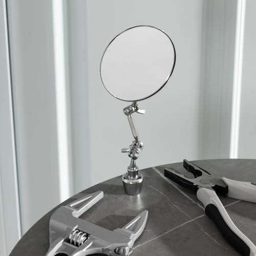 Kingdder 2pcs 3.15inch Inspection Mirrors Magnetic Base with Adjustable Arm | Round Swivel Angle Ball Joint, for Welding, Machine Maintenance, for Technicians, Auto Mechanics - size: 3.15 Inch