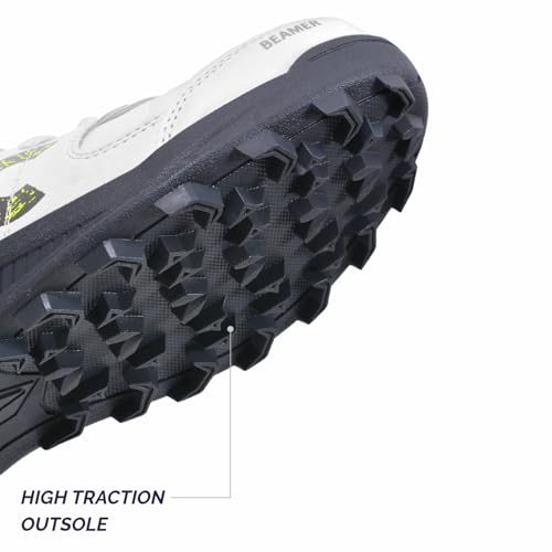 DSC Beamer Cricket Shoes for Men – Lightweight Performance Sports Shoes, Durable & Comfortable Fit - color: Grey-white, size: 10