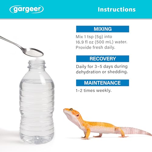 Gargeer 3.5oz Electrolyte Drink Supplement for All Reptiles. Made in USA | Science-based electrolyte powder! Dissolves easily to restore fluid balance during shedding, heat stress & travel