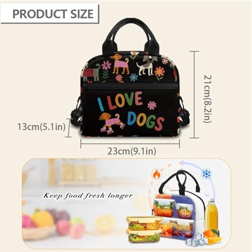 Lightweight Kids Lunch Bag : Dachshund Easy-Clean Stain-Resistant Fabric - Main Pocket Fits Full Lunch - Keeps Cool - Great for Pet Lovers, Kindergarten & Dog Theme Party - color: Dachshund