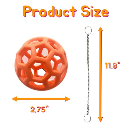 2 Pcs Tortoise Feeder Ball, Hanging Hay Feeder for Small Animals with Chain | Turtle Foraging Toy, Enrichment Feeding Ball for Pet Tortoise - color: Orange&Purple