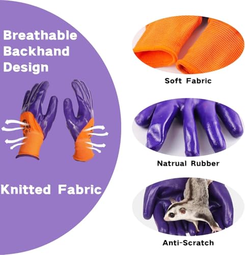 Sugar Glider Gloves Anti-Scratch Reptile Touch Handling with Coating Safety Gloves for Hedgehog