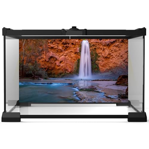 Falls Sunset Aquarium Background Waterfall Landscape Terrarium Backgrounds Natural Jungle Sunset Waterfall Fish Tank Background Waterfall Forest Landscape Reptile Tank Enclosure Backgrounds 24x12in - color: Light_Brown, size: 24(W)x12(H)inches/ 60(W)*30cm
