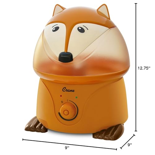 Crane 1 Gallon Animal Cool Mist Ultrasonic Humidifier for Kids' Bedroom and Nursery, Automatic Shut off, Adjustable Output, Fox - color: Fox