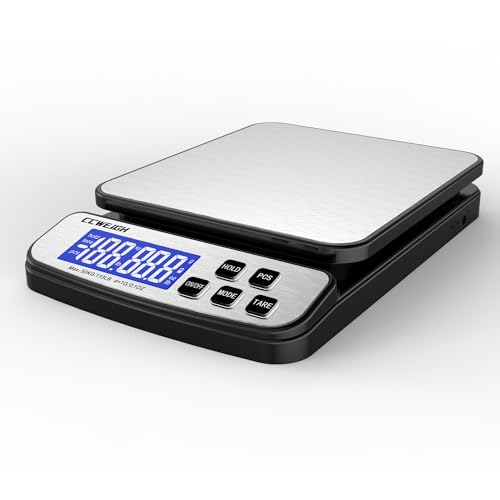 Digital Shipping Scale 110 lbs x 0.1oz with Hold/Counting Function/Tare,Stainless Steel Platform Small Mail Scale for Package,Postal,Food,Postage,Offices and Kitchen