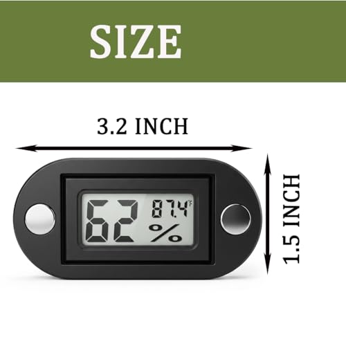 2 PCS Magnetic Temperature and Humidity Monitor for Jumping Spider Enclosure Accessories Mini Digital Reptile Thermometer Hygrometer LCD Indoor Gauge for Terrarium Tank (Oval) - color: Oval