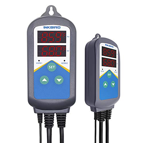 Inkbird Temperature Controller Electronic Heating Thermostat Aquarium Probe | Heater Relay Digital Greenhouse Temperature Controller Dual Stage Timer Time Switch ONLY Heat Plug Outlet NO Cooling