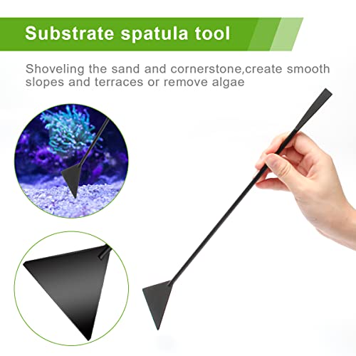Catcan 4 in 1 Quarium Aquascape Tools Kits, Fish Tank Plant Tools Tweezers | Anti-Rust Stainless Steel, Aquatic Plant Aquascaping Tweezers, Scissors, Spatula for Aquarium Tank Cleaning - color: Black