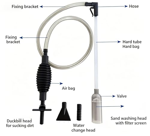 New Generation Aquarium Siphon Vacuum Cleaner Upgraded Version, Fish Tank Cleaner, Gravel & Sand Cleaning,5.6FT (Gray) - color: gray