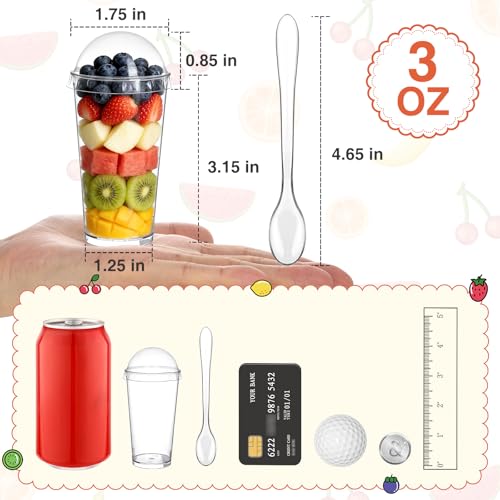 Eupako 3 oz Plastic Dessert Shooter Cups with Lids - 100 Pack Mini Clear Round Appetizer Cup, Small Dessert Cup for Jello Shots, Parfait, Puddings, Mousse - style: Round - 3 oz - 100 Set