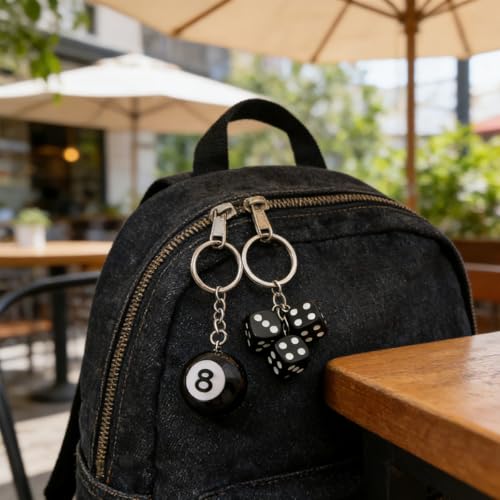 8 Ball Bag Charm and Dice Keychain Set Creative Cute Keychain for Gifts - color: 8 Keychain