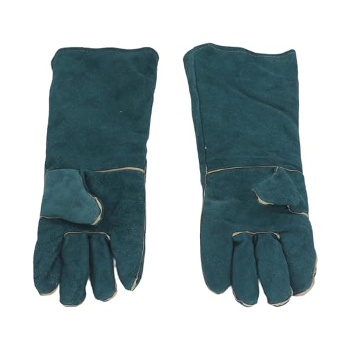 Focket Animal Handling Gloves, Thick Soft Cowhide Puncture Proof with PU Leather Lining for Cat Dog Snake Reptile