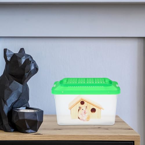 SHINEOFI Portable Turtle Box and Handheld Fish Tank Reptile Carrier for Travel, Plastic Aquarium with Handle, Medium Green Pet Transport Container for Hamsters and Small Reptiles