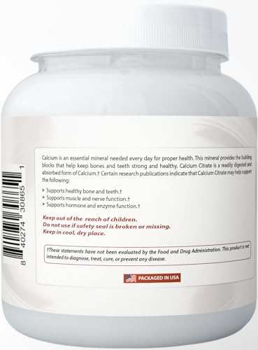 Best Naturals Calcium Citrate Powder - Calcium Supplement, High Bioavailable 3000 mg per Serving (600 mg Elemental Calcium) - Unflavored & Gluten Free - 1 Pound