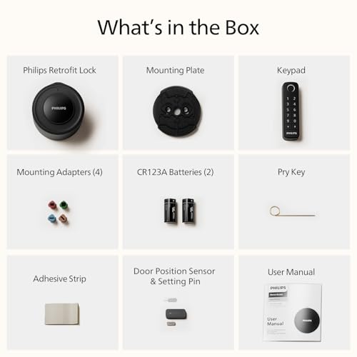 Philips WiFi Smart Retrofit Lock, Update Your Existing Deadbolt, Built-in WiFi, App Remote Control, Smart Deadbolt with Voice Control, Real-Time Notification, Auto Lock, Interior Knob, Matte Black - color: Matte Black, size: WiFi Deadbolt
