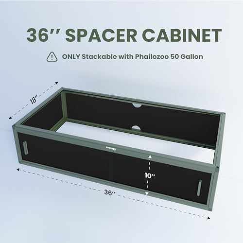 Reptile Terrarium 36" Spacer Cabinet, Snake Tank Accessories Spacer, Only for Phailozoo 50 Gallon Reptile Enclosure, Reptile & Amphibian Enclosure Terrarium Stand, 36" W X 18" D X 10" H - color: Earthy Green, size: 36x18x10 inch