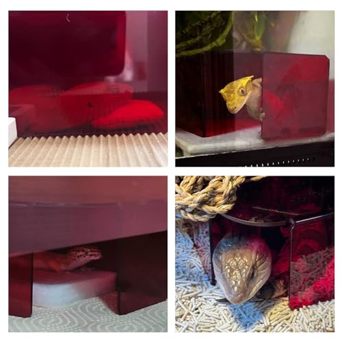 Visible Reptile Hide Box, PMMA Small Hideaway Snake Hide Enclosure, Easy to Clean Reptile Hides Cave for Leopard Geckos, Snakes, Lizards, Cornsnakes, Hamster - Large& Juvenilem (7.1 x 4.9 x 3.2in) - size: Large