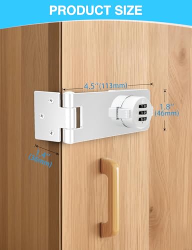 Keyless Cabinet Combination Lock, 3-Digit Password Twist Knob Hasp Latch for Doors, Cabinets, Drawers, Barn Door, Bathroom, Outdoor, Closet, Fence, Durable Zinc Alloy, (White, 1 Pack) - color: White, size: 1 Pack