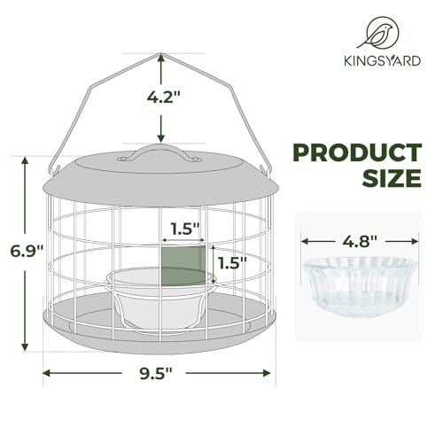 Kingsyard Bluebird Feeders for Outdoors Hanging | Metal Cage Bird Feeder with Tray, Squirrel Proof, for Small wildbirds, Weatherproof, Easy to Refill and Clean, Blue - color: Blue