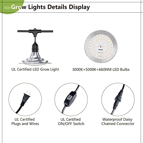 Outdoor Grow Light, Greenhouse String Grow Light, Waterproof Plant Growing Lamps, UL Certified LED Grow Lights for Greenhouse Garden, 21.3FT Full Spectrum Grow Light for Veg Seedling Flower - size: 6 Light without Timer
