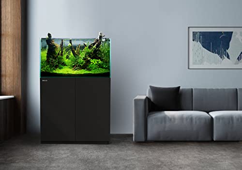 Aquarium Wooden Stand and Cabinet for up to 55 Gal Tank, Fish Reptile Sea Salt WaterTank Stand, Nano Foam Leveling Mat Included, W35.5xD19.7xH31.5 in, Wooden Matte Black Painted(Stand Only) - color: Black-fig8_inlet, size: W35.4xD19.7xH31.5in(90x50x80cm)