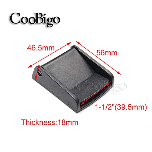 CooBigo 5pcs Webbing Cam Buckles Plastic Black Toggle Clip Backpack Straps - color: 1-1/2 Inch
