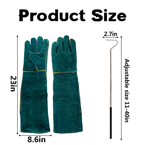 Animal Handling Gloves Bite Proof with 40inch Collapsible Snake Hook,Suitable for Falcon Dog Cat Bird Reptile Snake